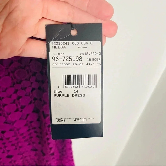 NWT MaxMara Weekend Helga Dress Purple Cotton Macramé Sheath 14 Quiet Luxury - Picture 5 of 9